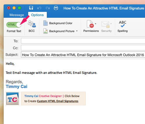 outlook email signature formatting for mac